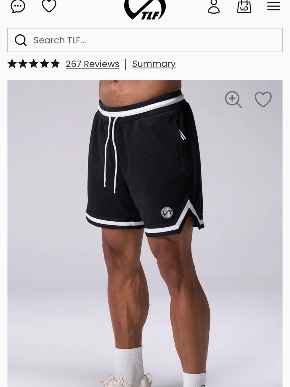 TLF Men's Black Athletic Mesh Shorts with White Trim 6” XL